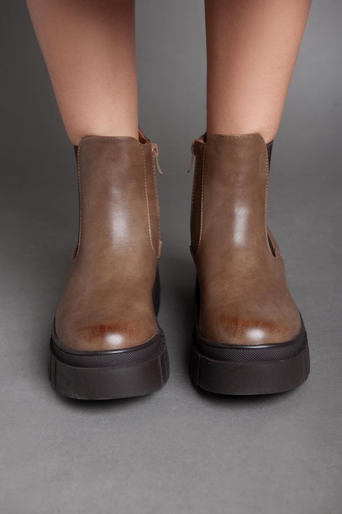 Bree Army Zipper - Ankle Boot - Brown