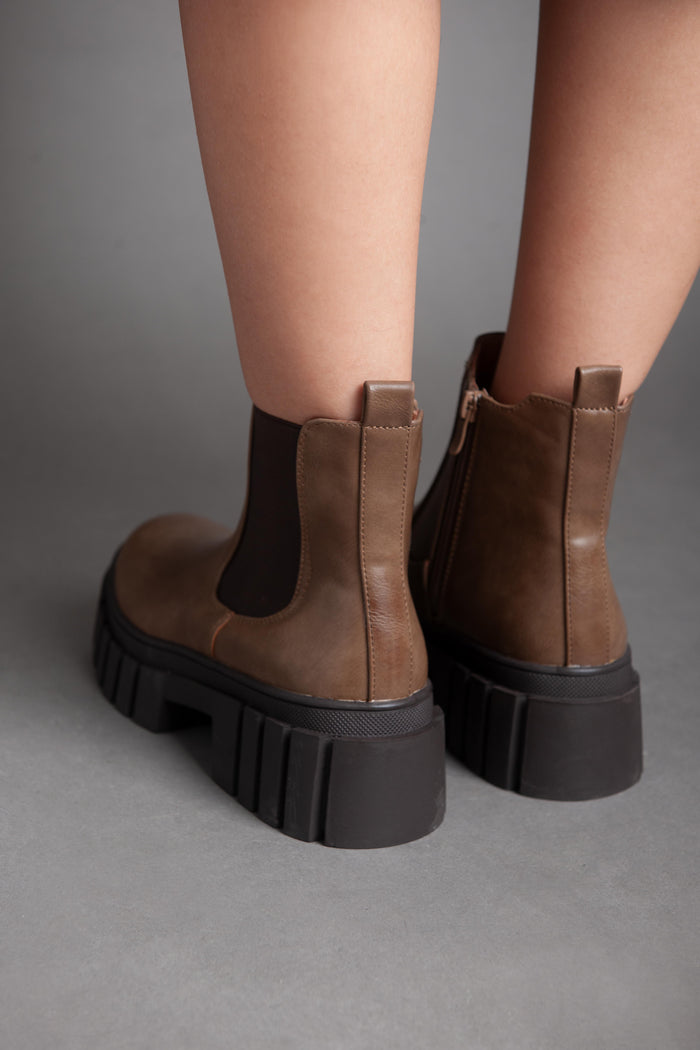 Bree Army Zipper - Ankle Boot - Brown