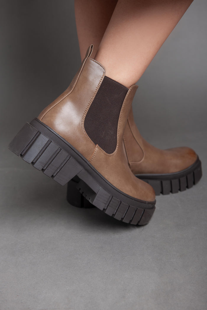 Bree Army Zipper - Ankle Boot - Brown