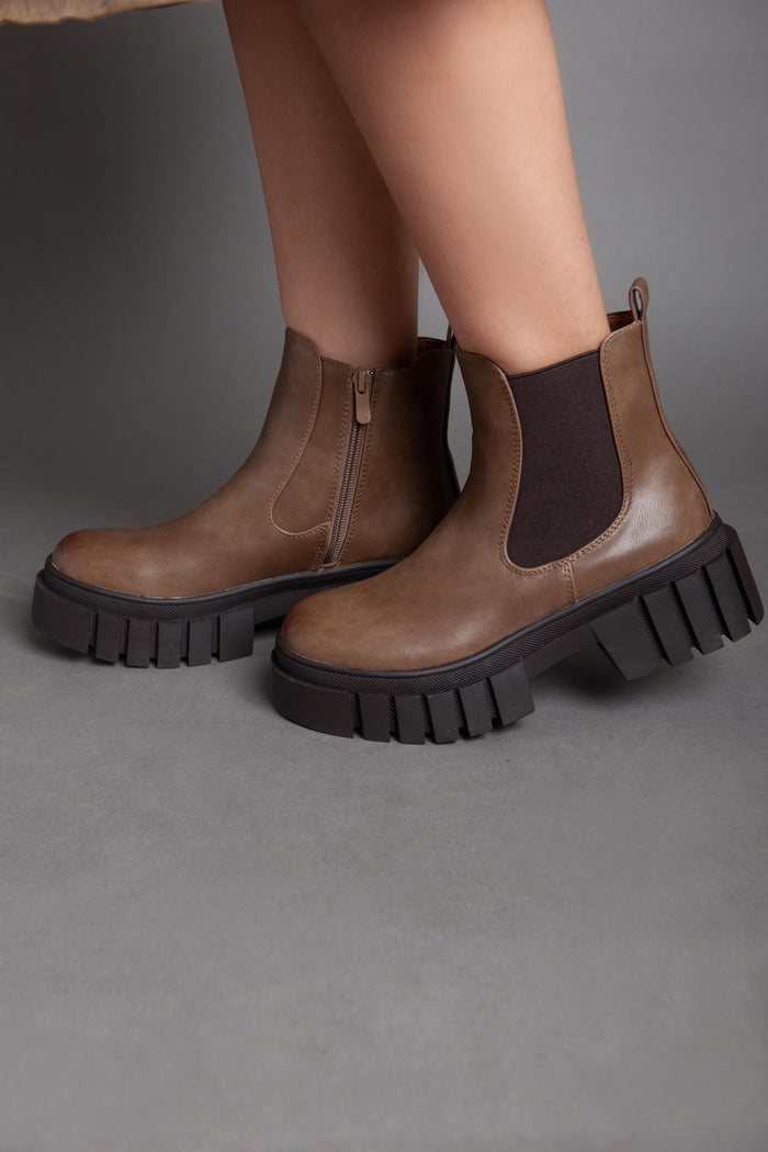 bree Army Zipper - Ankle Boot - Brown