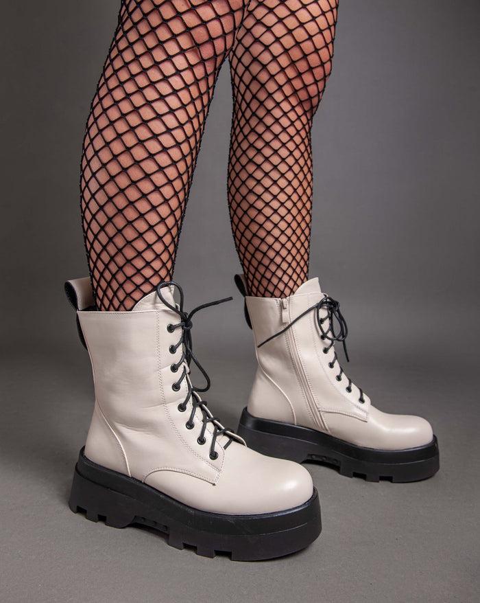 Bree Biker Half Boot - Beige