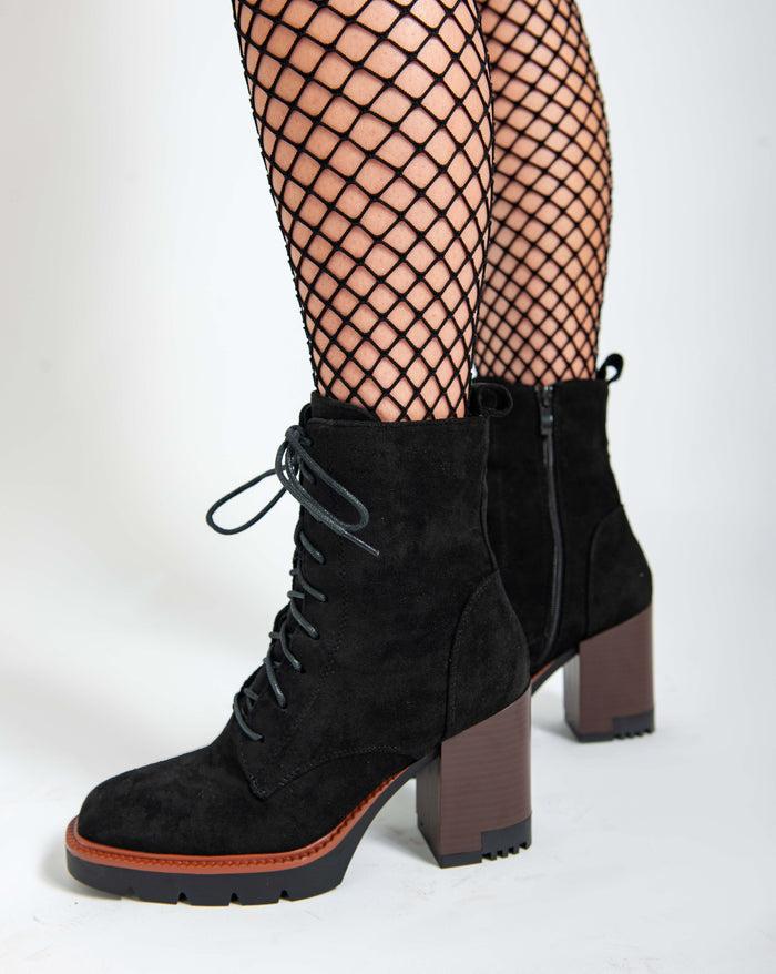 Bree Block Heel Booties - Black