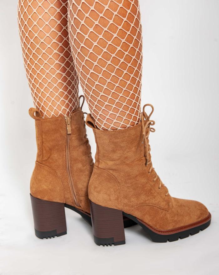 Bree Block Heel Booties - Camel