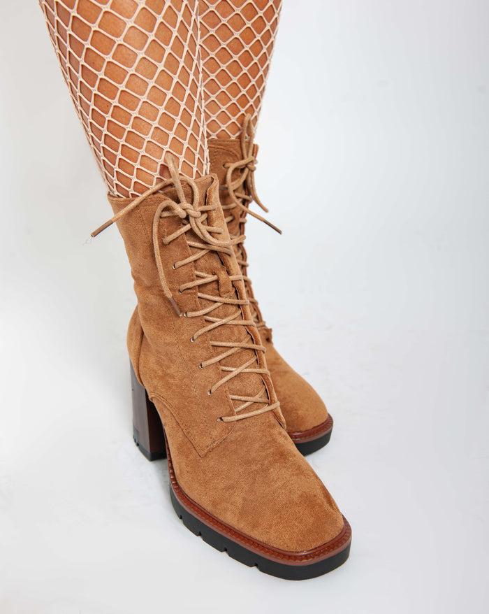 Bree Block Heel Booties - Camel