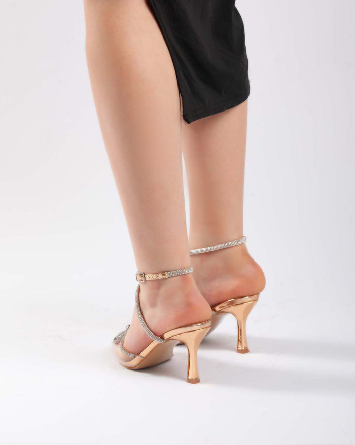 Bree Bow Ankle Strap Transparent - Sandals - Champagne