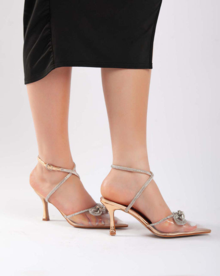 Bree Bow Ankle Strap Transparent - Sandals - Champagne