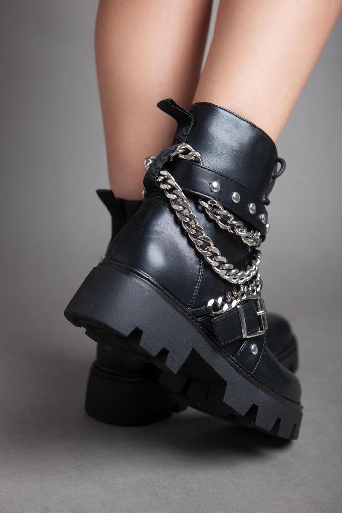 Bree Chains Casual Half Boot - Black