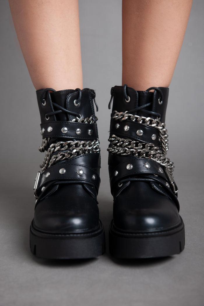 Bree Chains Casual Half Boot - Black