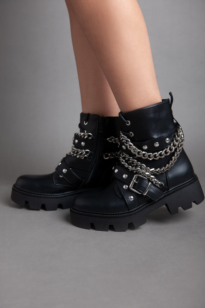 Bree Chains Casual Half Boot - Black