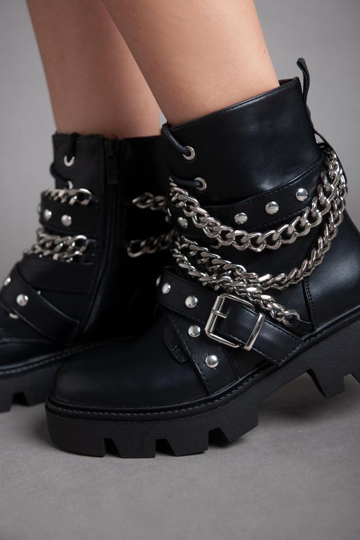 bree Chains Casual Half Boot - Black