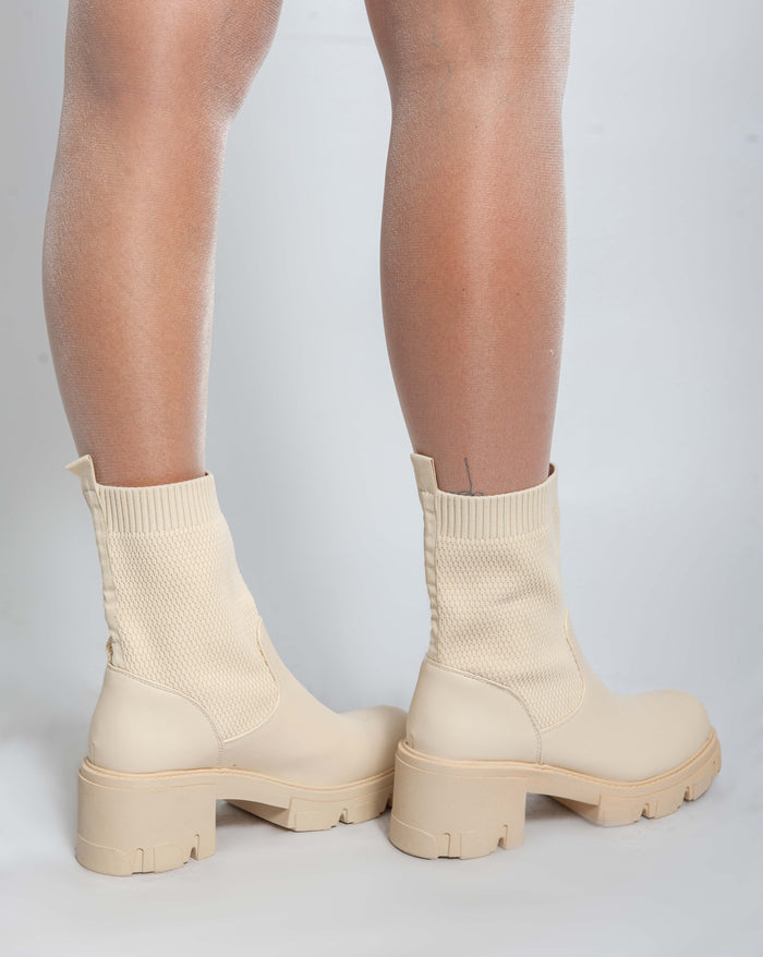 Bree Chunky Ankle Boots - Beige