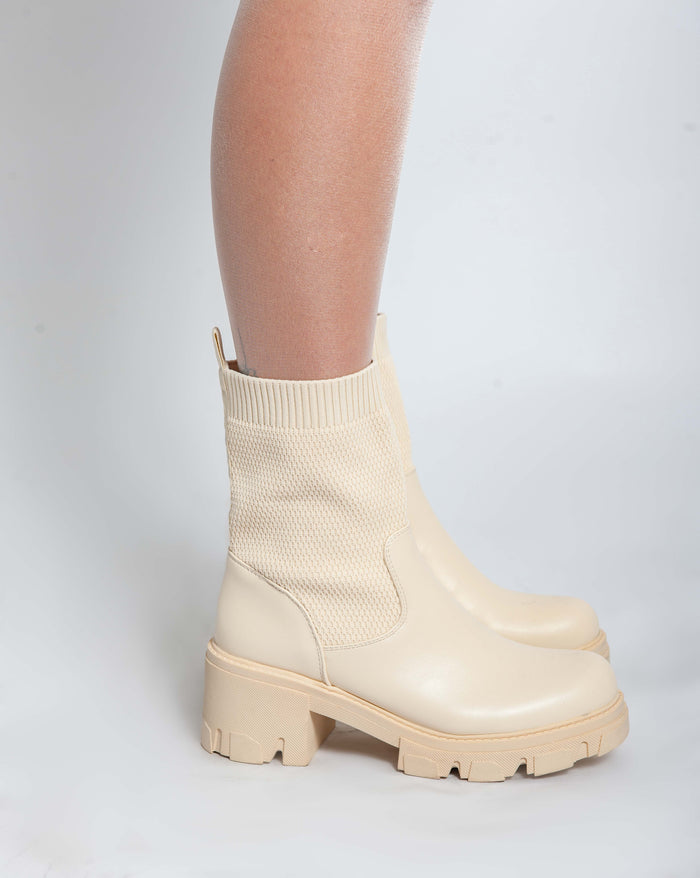 bree Chunky Ankle Boots - Beige