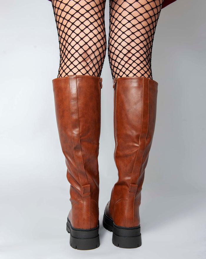 Bree Chunky Biker With Long Laces - Camel