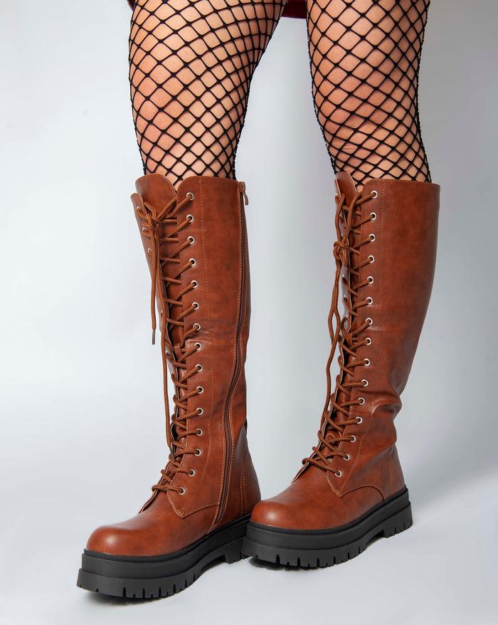 bree Chunky Biker with Long Laces - Camel