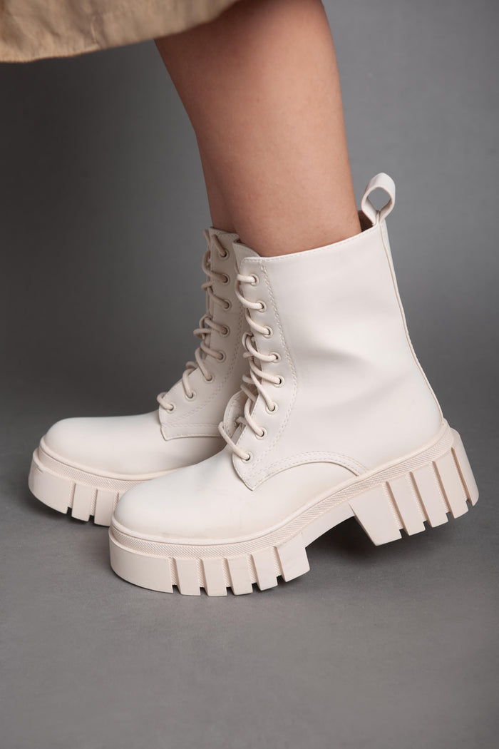 Bree Chunky Matte Half Boot - Beige