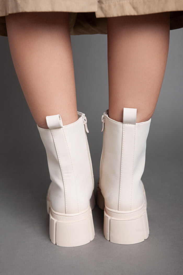 Bree Chunky Matte Half Boot - Beige