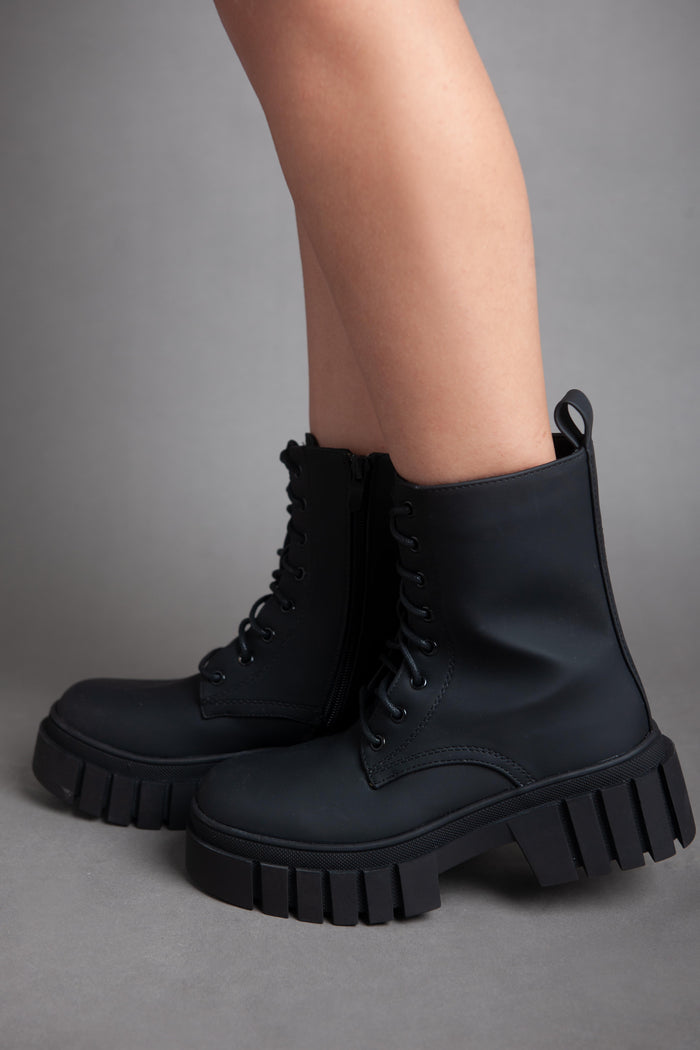 Bree Chunky Matte Half Boot - Black