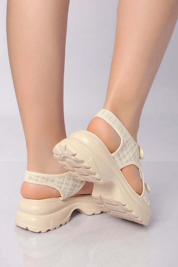 Bree Chunky Velcro Strap Sandal - Beige