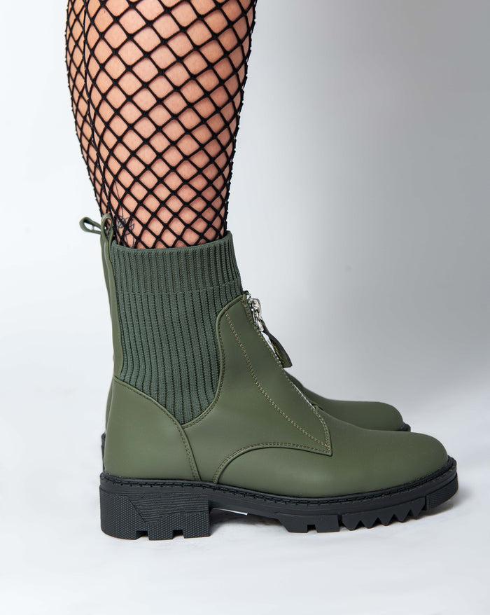 Bree Chunky Zip Up Ankle Boots - Oilve