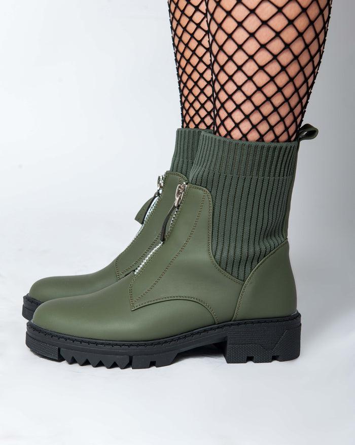 Bree Chunky Zip Up Ankle Boots - Oilve