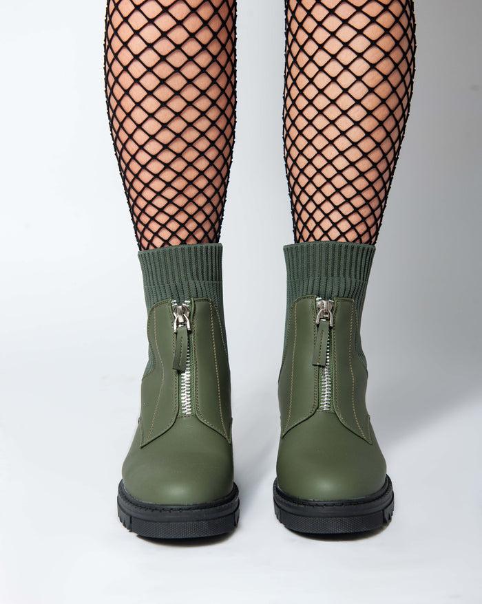 Bree Chunky Zip Up Ankle Boots - Oilve