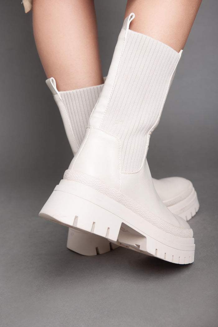 Bree Classy Chunky Ankle Boots - Beige