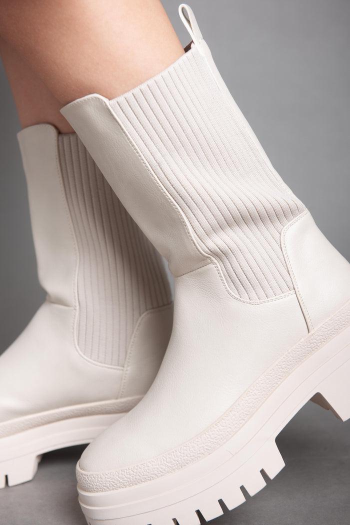 bree Classy Chunky Ankle Boots - Beige