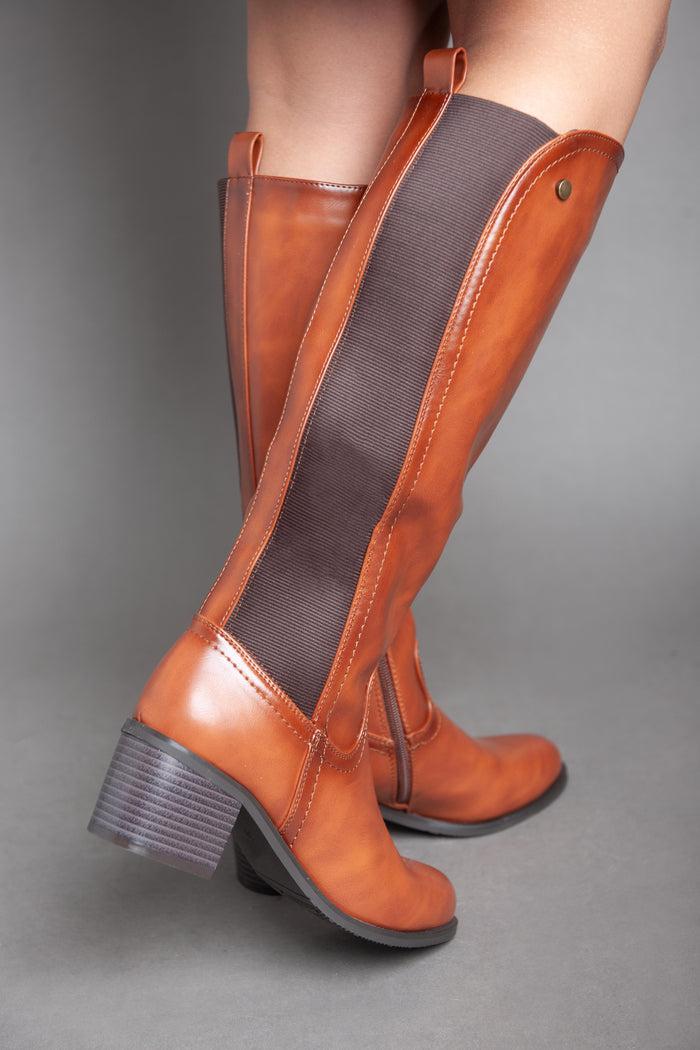 Bree Cowboy Knee Boot - Camel