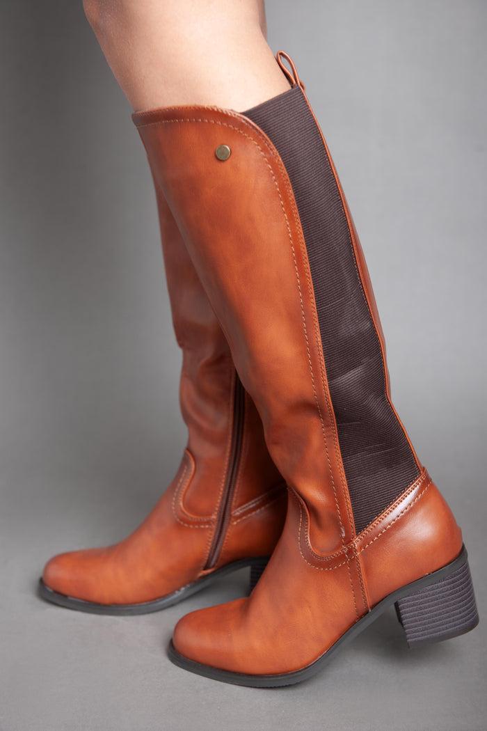 bree Cowboy Knee Boot - Camel