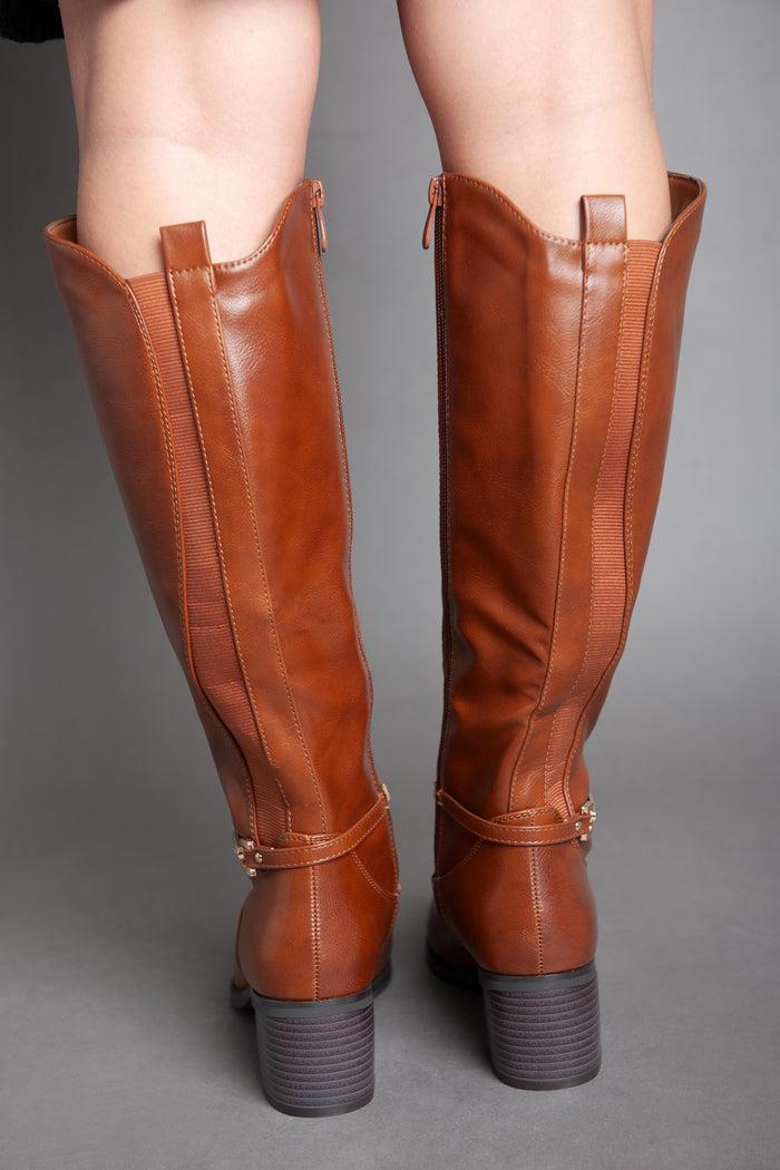 Bree Cowboy With Chains Knee Boot - Camel