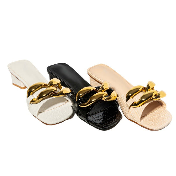 bree Croc-embossed leather mules