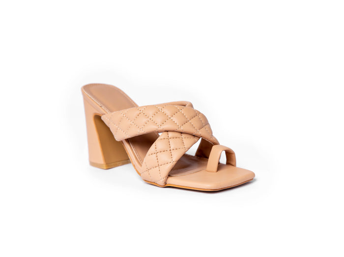 bree Cross Quilted strap mules - Sandal Heels - Beige