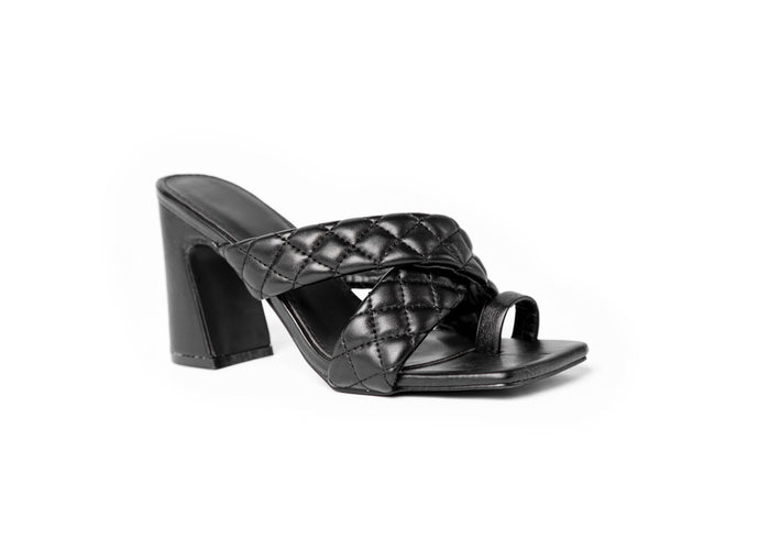 bree Cross Quilted strap mules - Sandal Heels - Black