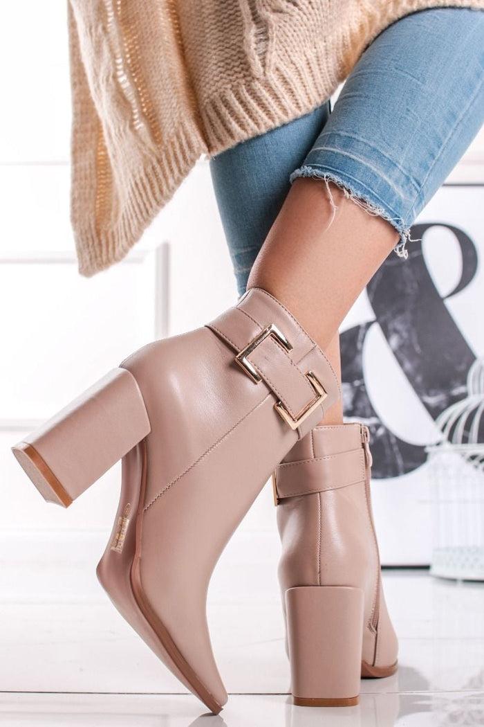 Bree Elegent Leather Booties - Beige