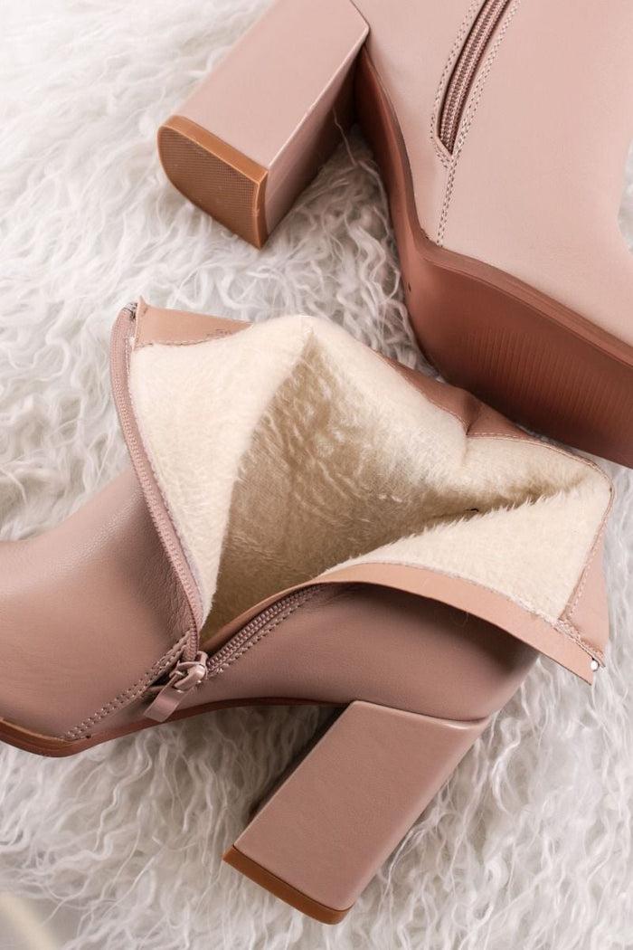Bree Elegent Leather Booties - Beige