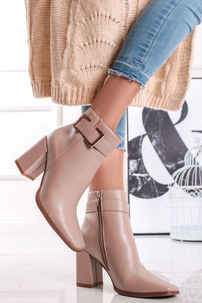 bree Elegent leather booties - Beige