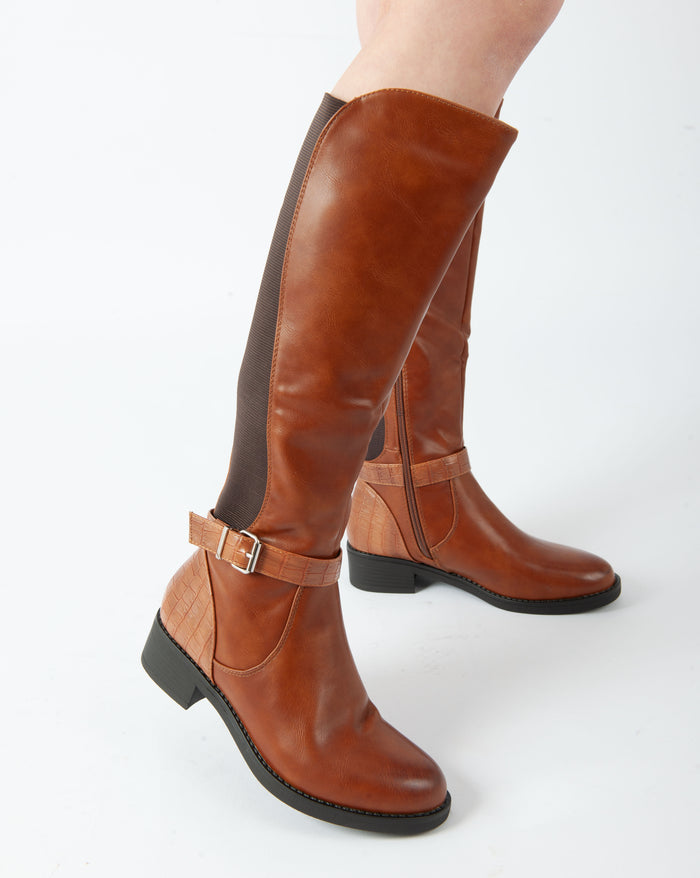 Bree Equestrian Buckle Boots - Camel