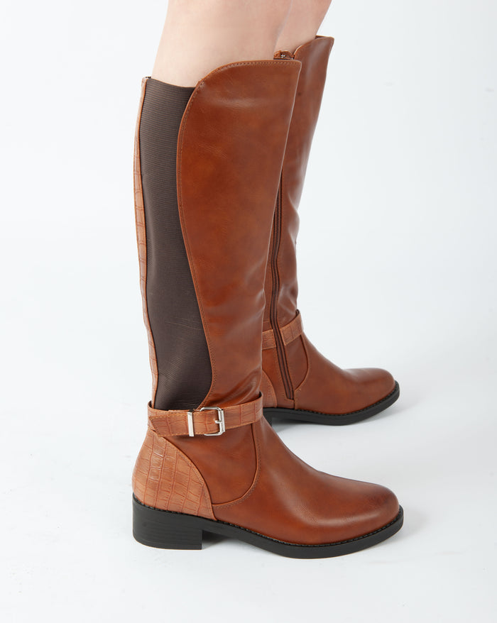 Bree Equestrian Buckle Boots - Camel