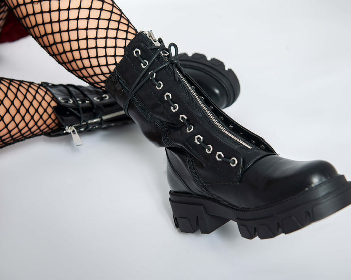 Bree Faux Leather Ankle Boots - Black