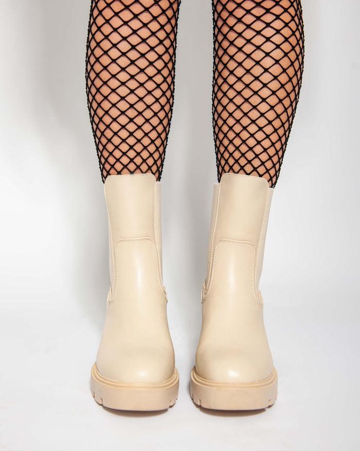 Bree Flare Heel Classic Half Boot - Beige