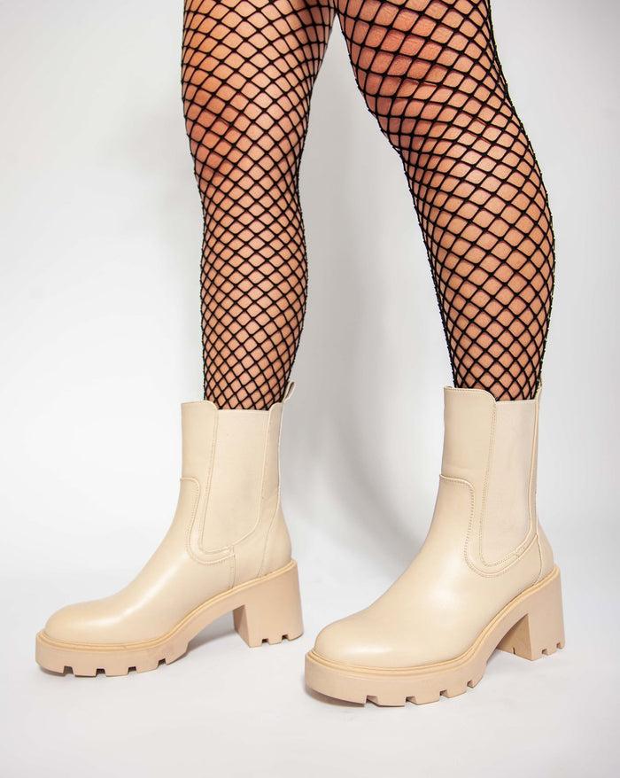 bree Flare Heel Classic Half Boot - Beige