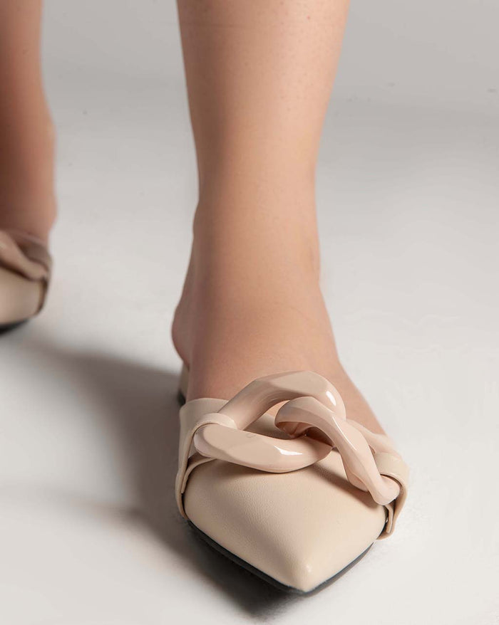 Bree Flat Mules - Sandals - Beige