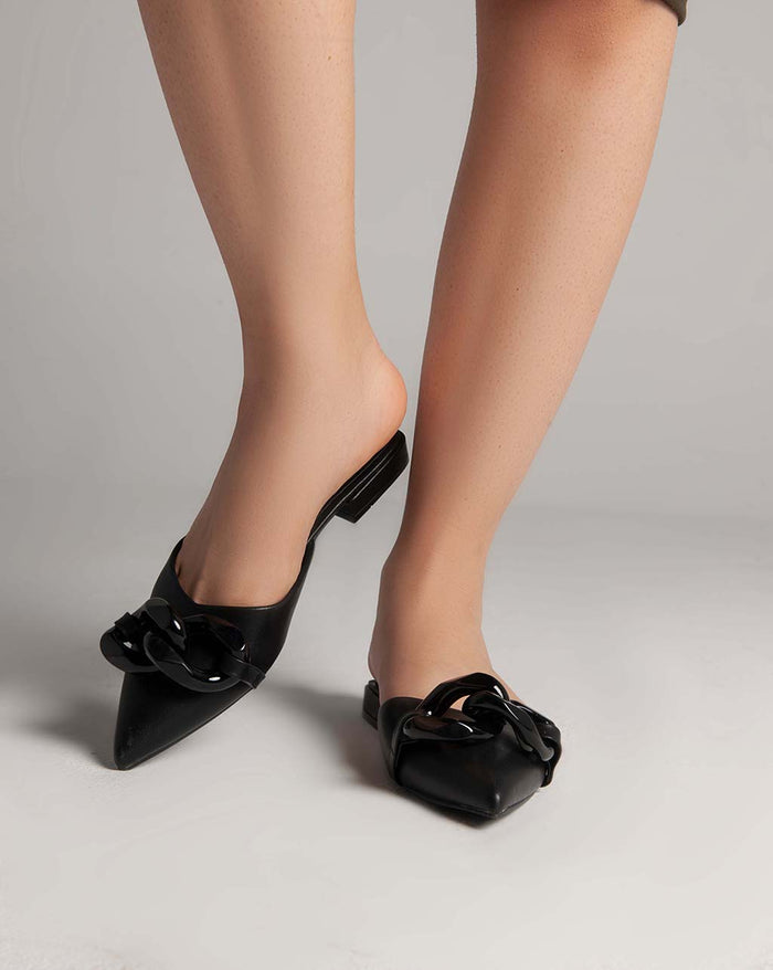 bree Flat Mules - Sandals - Black