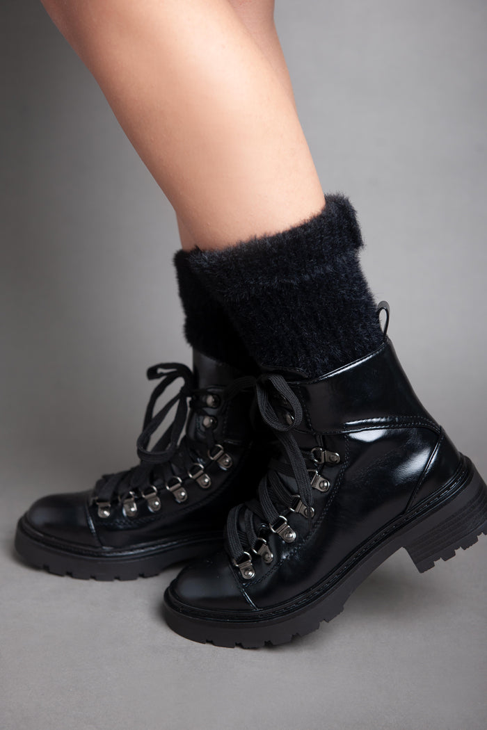 Bree Fluffy Socks Boot - Black