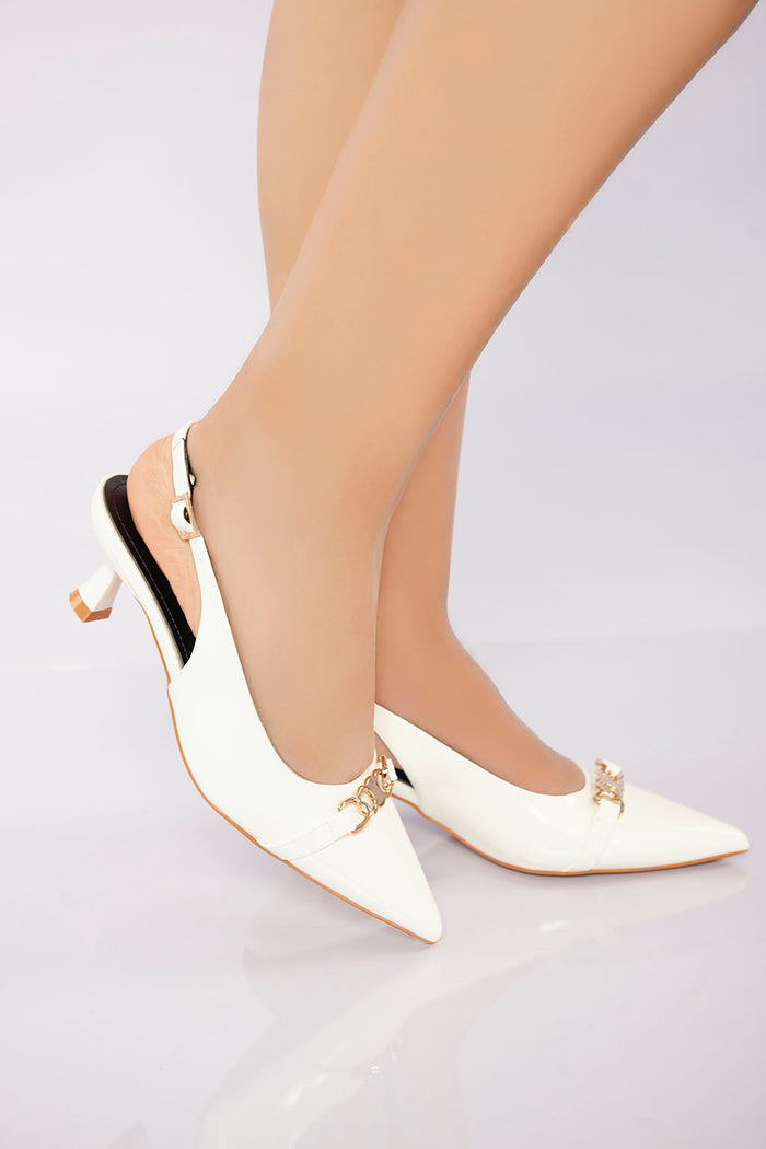 Bree Glossy V-Cut Heel - White