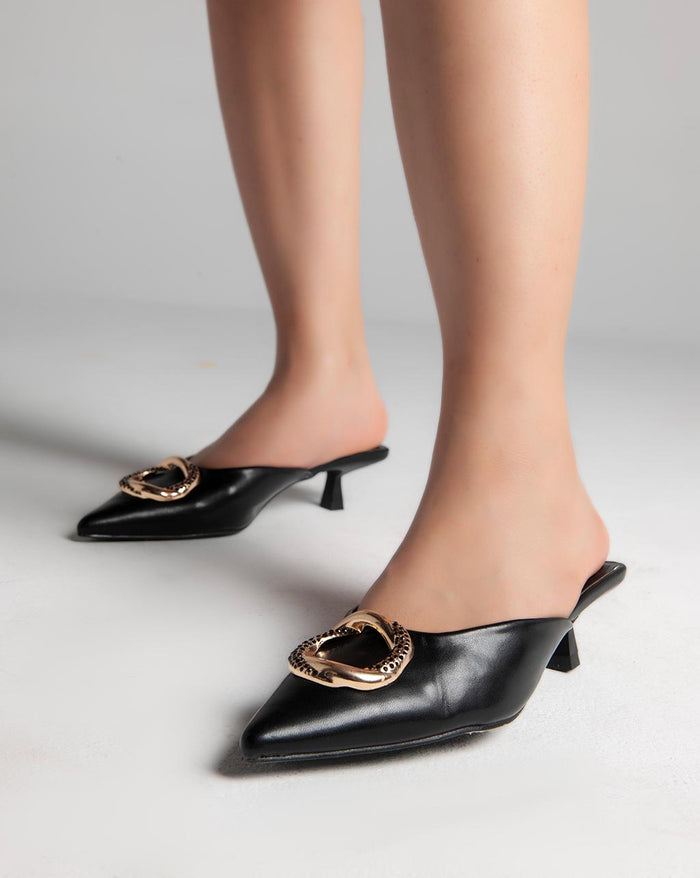 Bree Golden Ring Closed Toe Mules - Sandals - Black