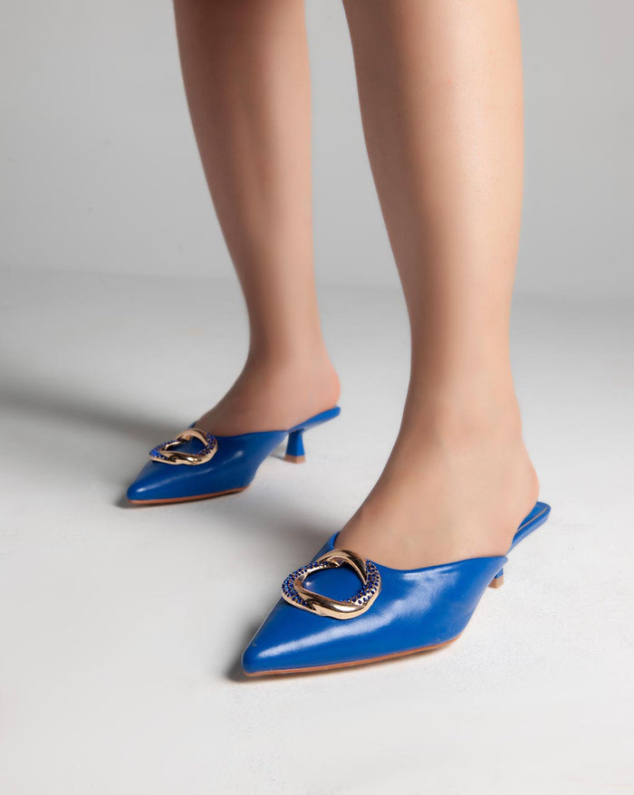 Bree Golden Ring Closed Toe Mules - Sandals - Blue