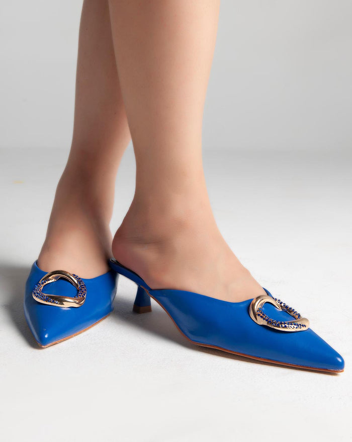 Bree Golden Ring Closed Toe Mules - Sandals - Blue