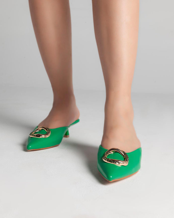 Bree Golden Ring Closed Toe Mules - Sandals - Green