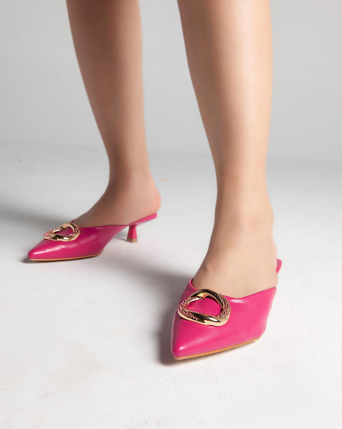 Bree Golden Ring Closed Toe Mules - Sandals - Pink